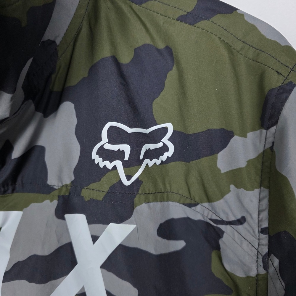 FOX Racing Camo Windbreaker Jacket Mens Hooded Lightweight Full Zip Casual - Picture 6 of 11